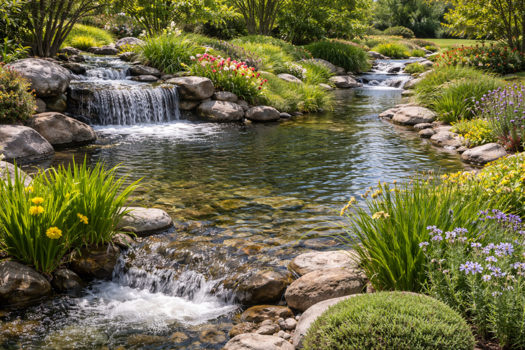 Tranquil Garden Stream with Waterfalls - Services